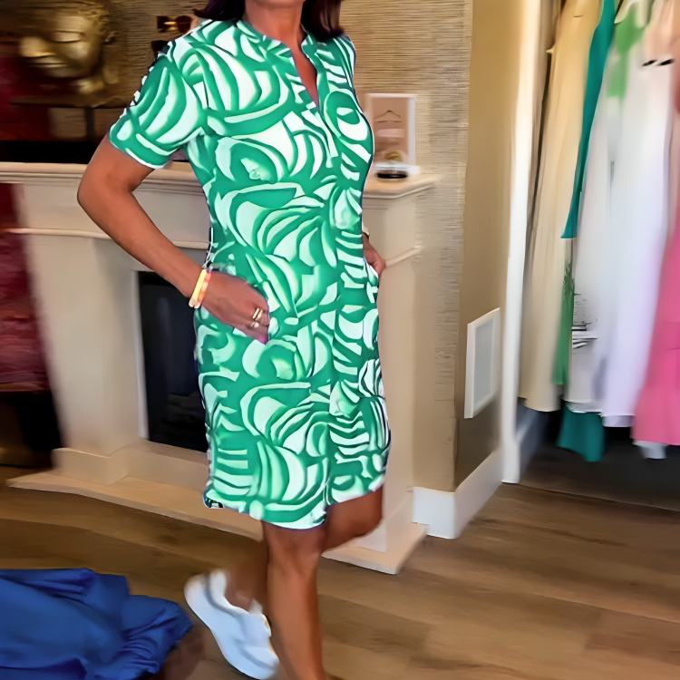 Vestido Estampado Manga Corta Sara