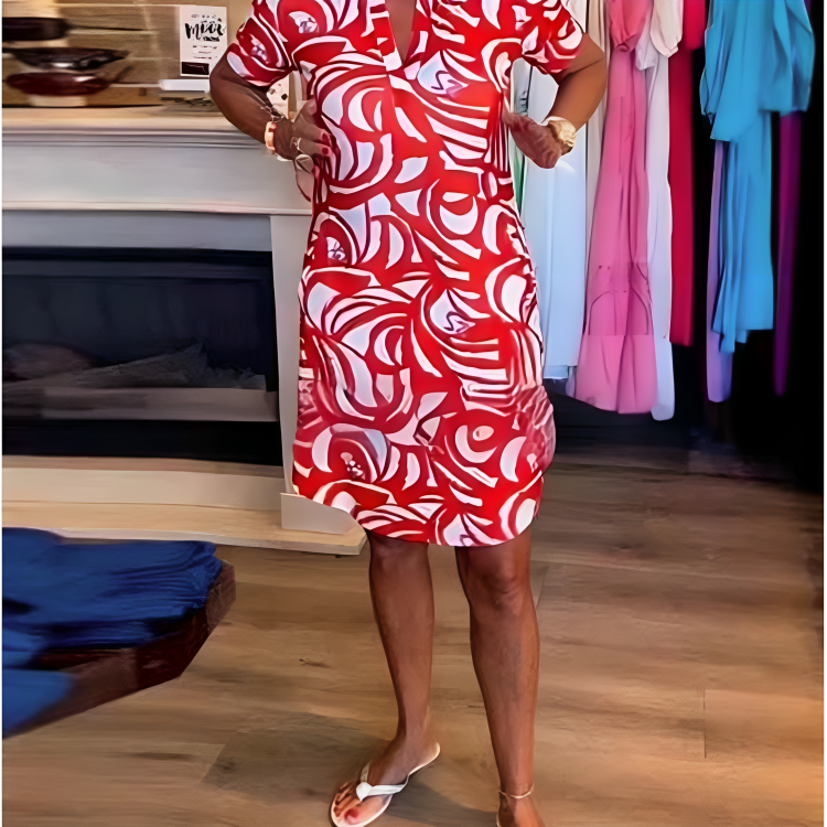 Vestido Estampado Manga Corta Sara