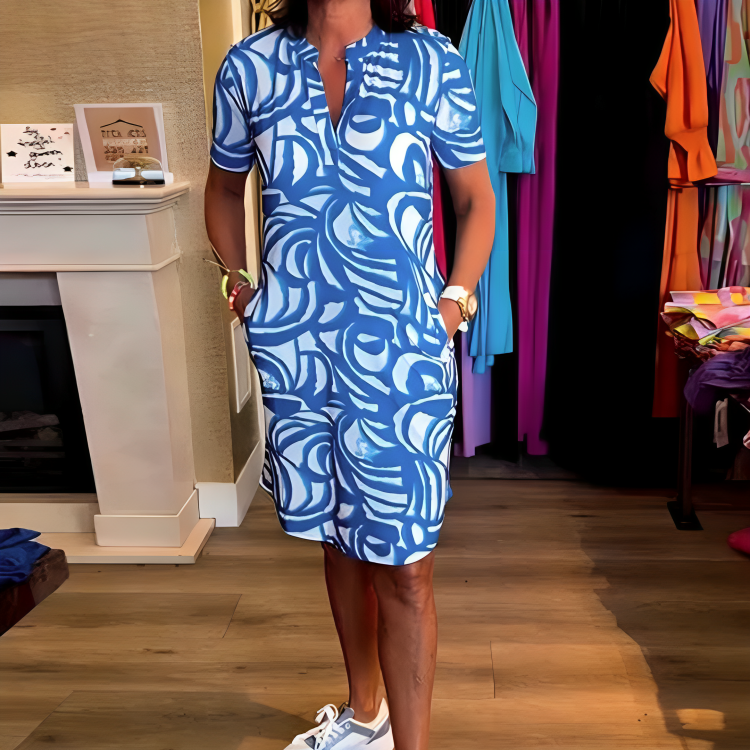 Vestido Estampado Manga Corta Sara