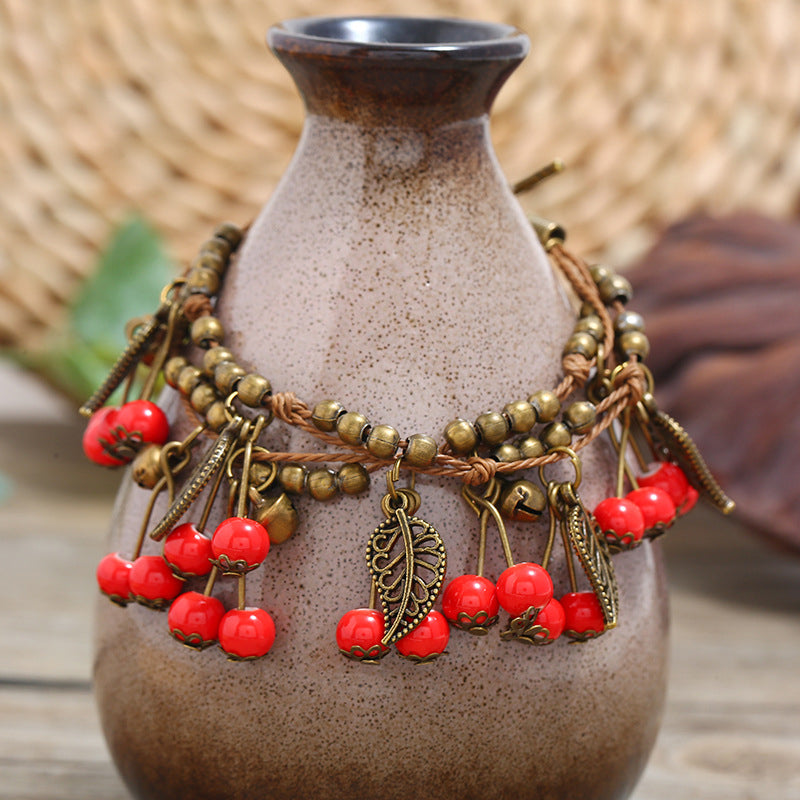 Pulsera Vintage Étnica Cereza