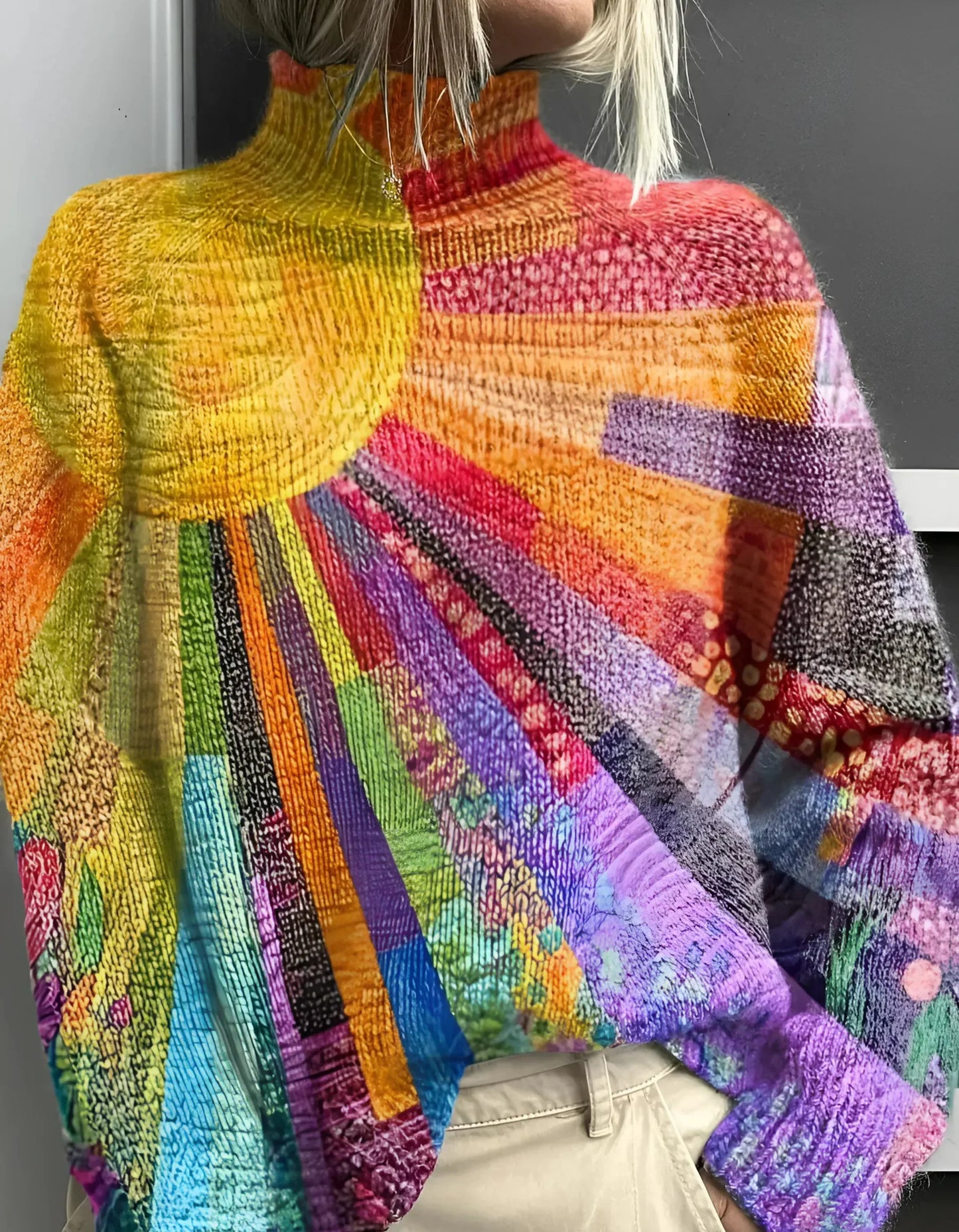 Elin sweater cuello alto colorido