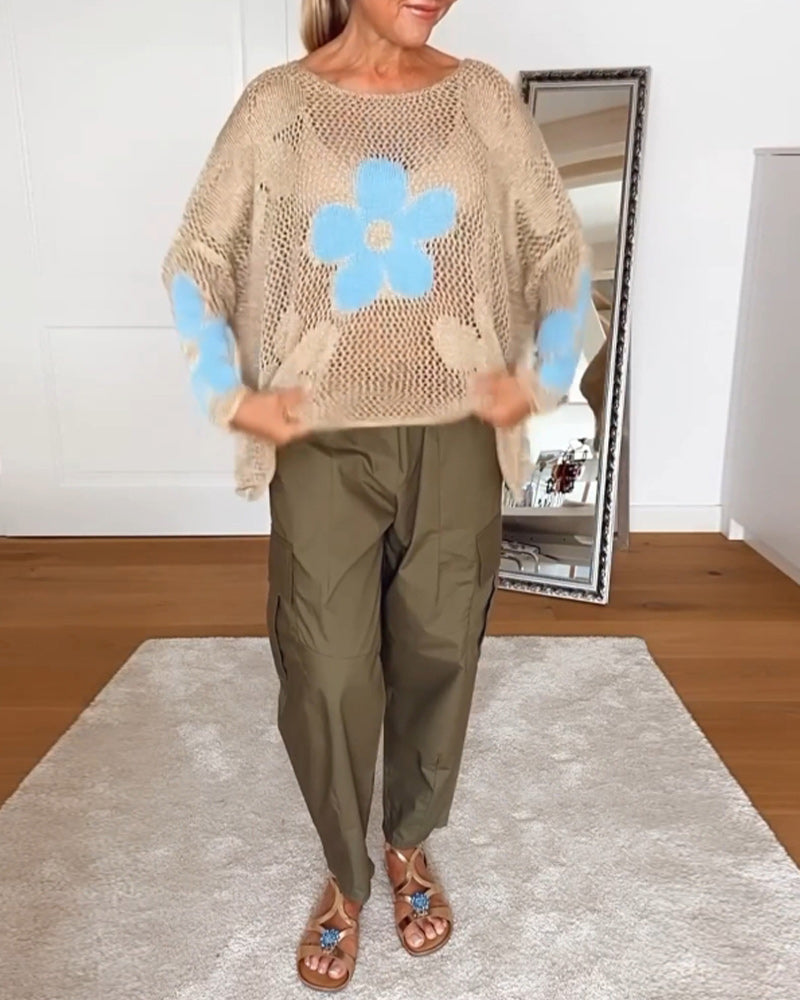 Sweater Casual Manga Larga Flor