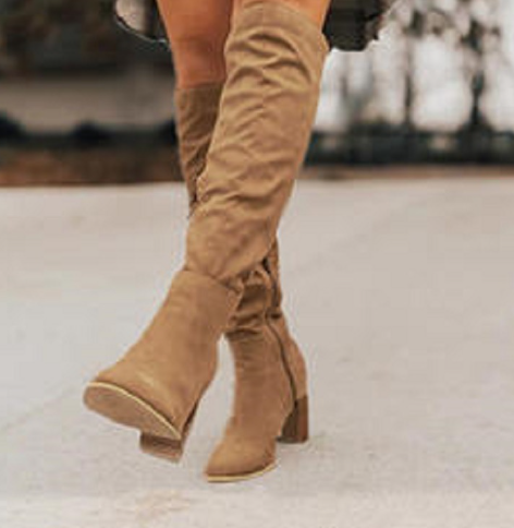 Bota alta Paris de eco gamuza